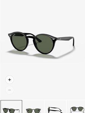 Ray-Ban Black Round Sunglasses with Green Lenses